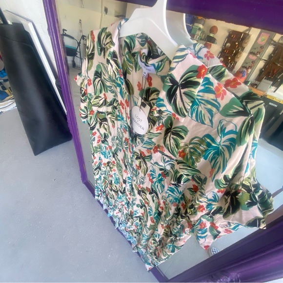 LOST + WANDER l The Seascape Button Up Beach Cover Up Summer Tropical New M/L - Picture 8 of 9